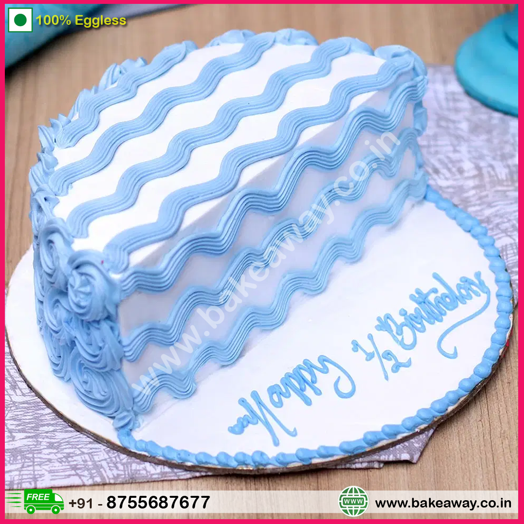 Vanilla Blue Cream Half Cake