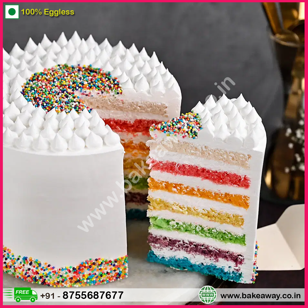 Sprinkles Topping Rainbow Cake