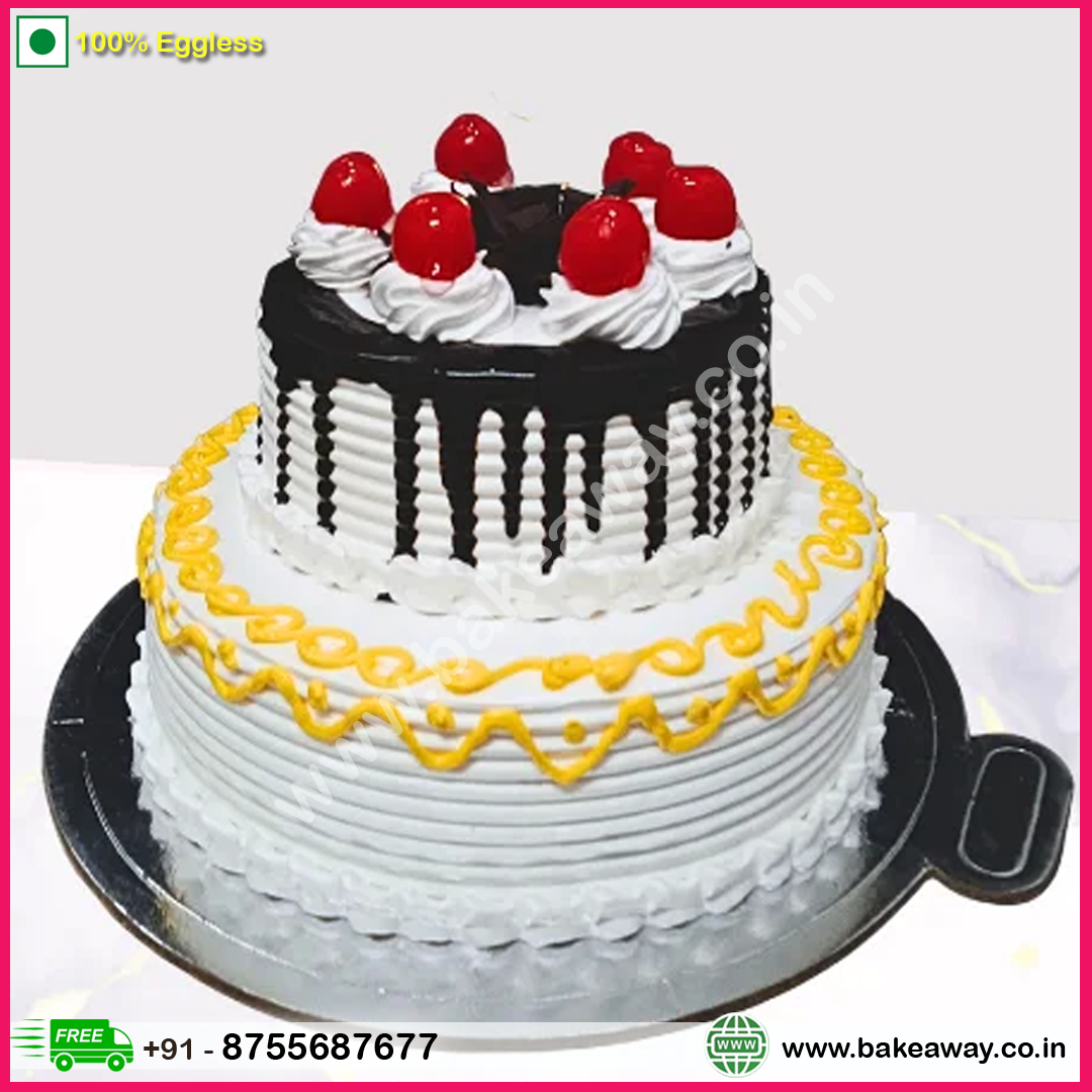 2 Tier Black Forest Cherry Cake