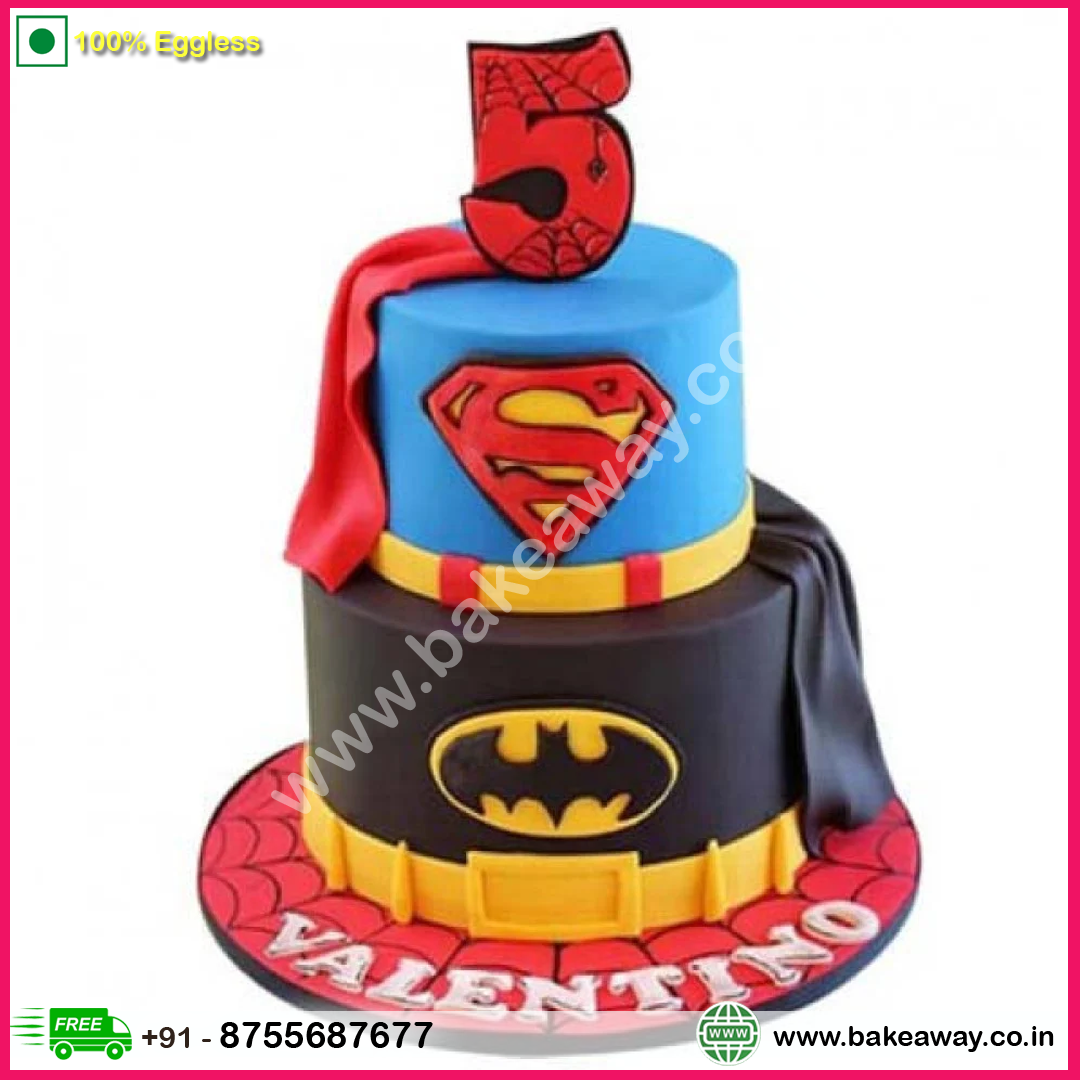 Batman N Superman 2 Tier Cake