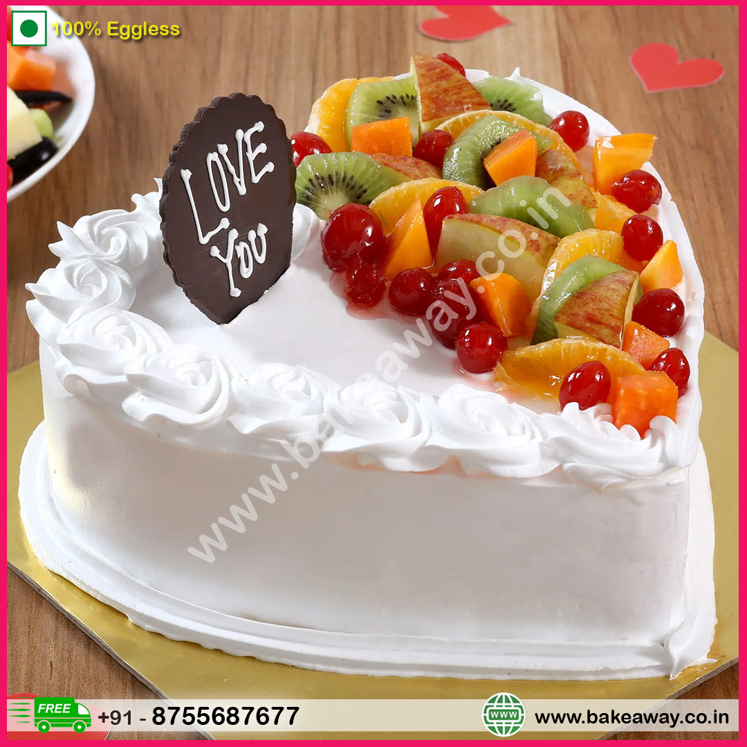 Heart Shaped Vanilla Fruits Cake